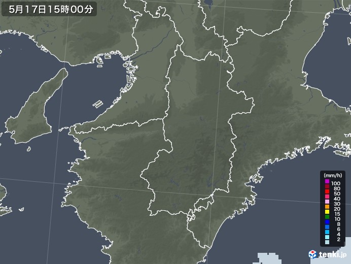 奈良県の雨雲レーダー(2022年05月17日)