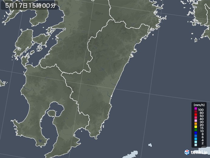 宮崎県の雨雲レーダー(2022年05月17日)