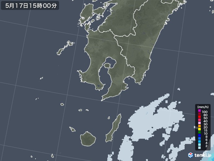 鹿児島県の雨雲レーダー(2022年05月17日)