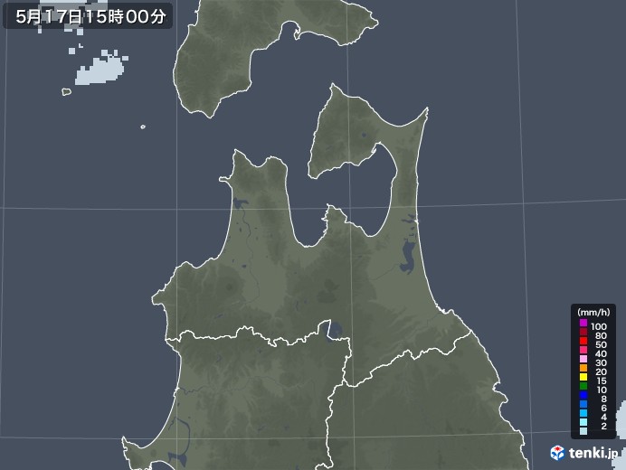 青森県の雨雲レーダー(2022年05月17日)