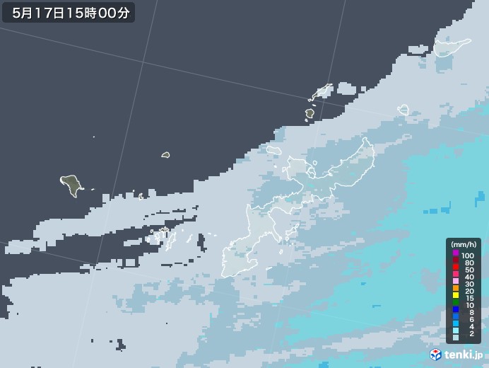 沖縄県の雨雲レーダー(2022年05月17日)