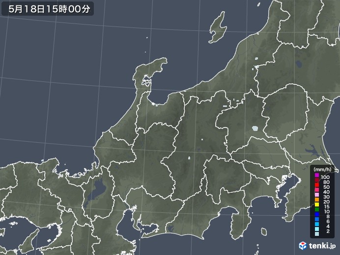 北陸地方の雨雲レーダー(2022年05月18日)