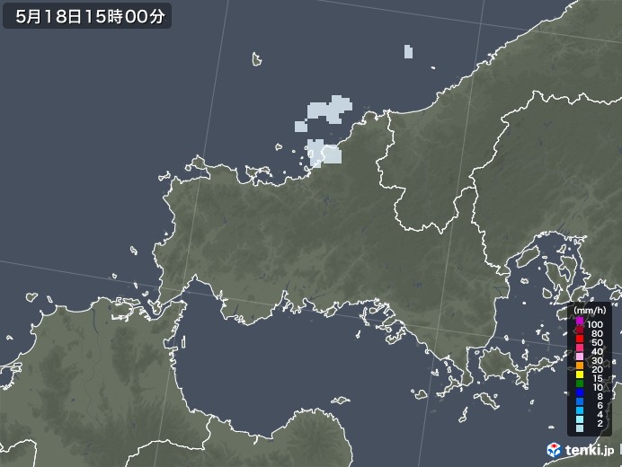 山口県の雨雲レーダー(2022年05月18日)