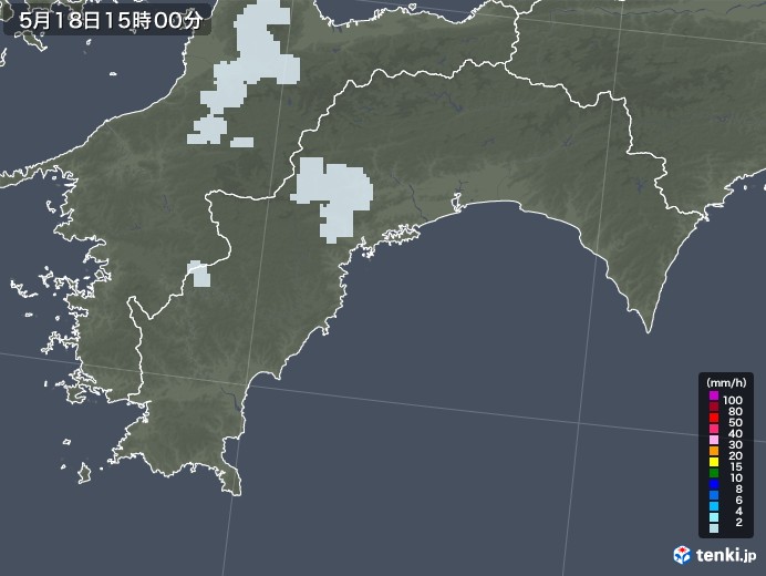 高知県の雨雲レーダー(2022年05月18日)