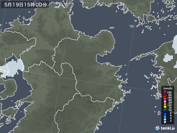 大分県の雨雲レーダー(2022年05月19日)