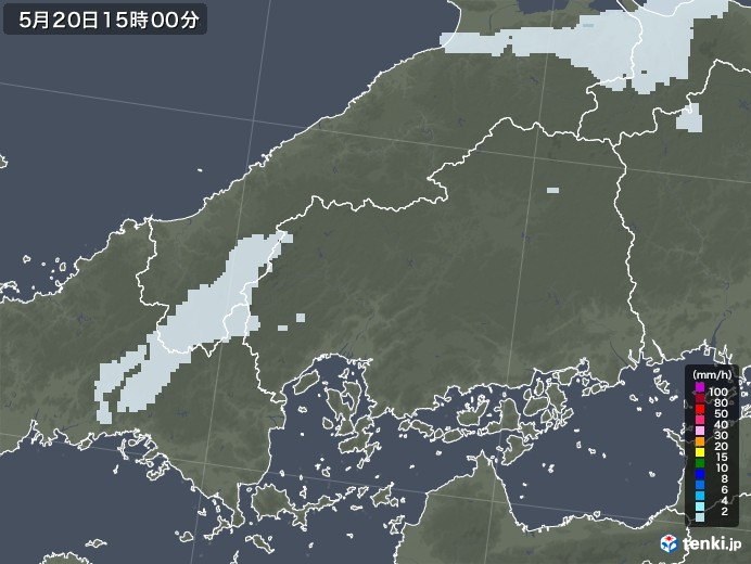 広島県の雨雲レーダー(2022年05月20日)