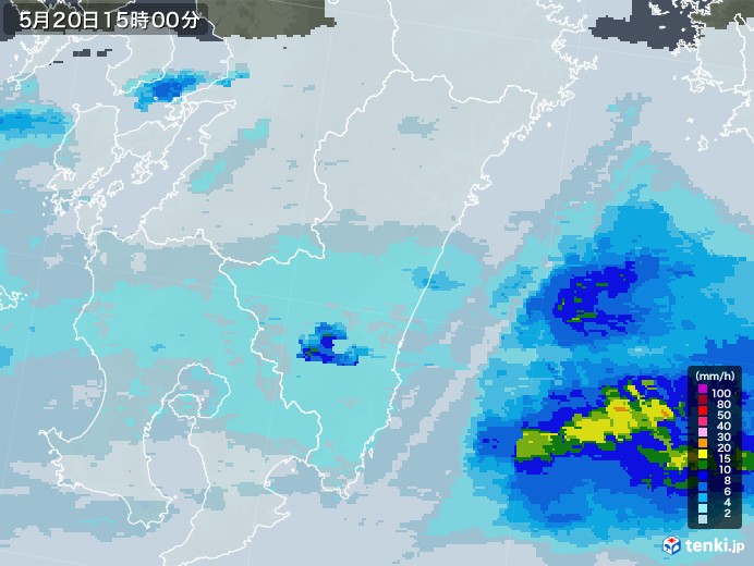 宮崎県の雨雲レーダー(2022年05月20日)