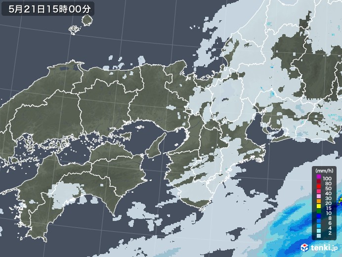 近畿地方の雨雲レーダー(2022年05月21日)