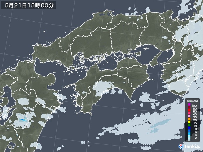 四国地方の雨雲レーダー(2022年05月21日)