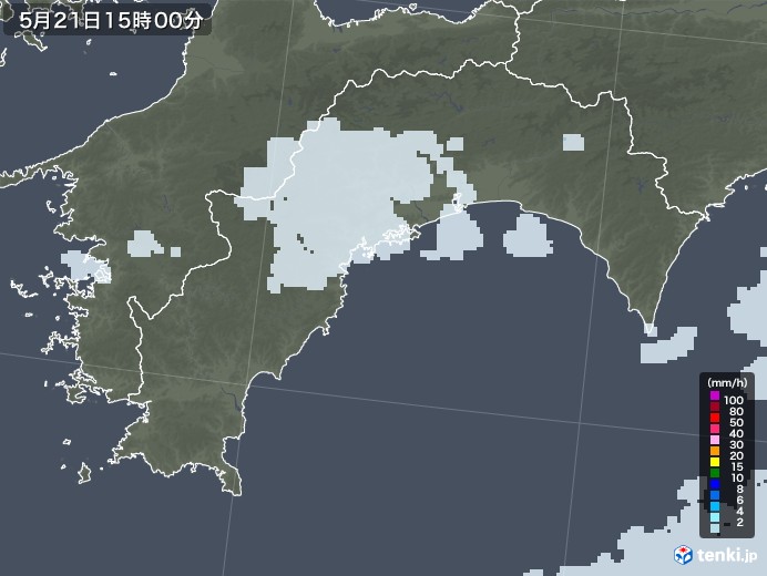 高知県の雨雲レーダー(2022年05月21日)