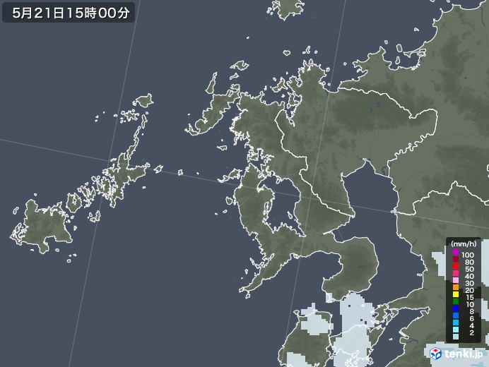 長崎県の雨雲レーダー(2022年05月21日)