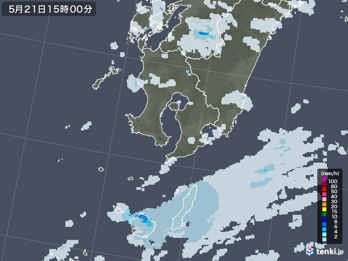 鹿児島県の雨雲レーダー(2022年05月21日)