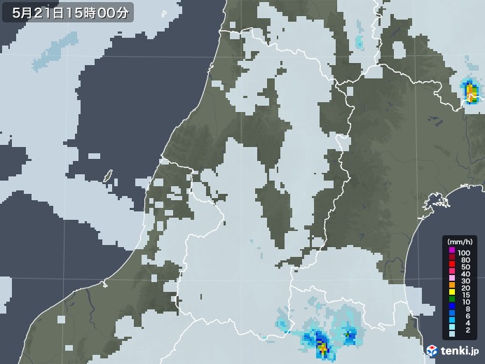 山形県の雨雲レーダー(2022年05月21日)