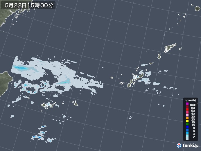 沖縄地方の雨雲レーダー(2022年05月22日)