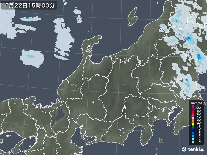 北陸地方の雨雲レーダー(2022年05月22日)