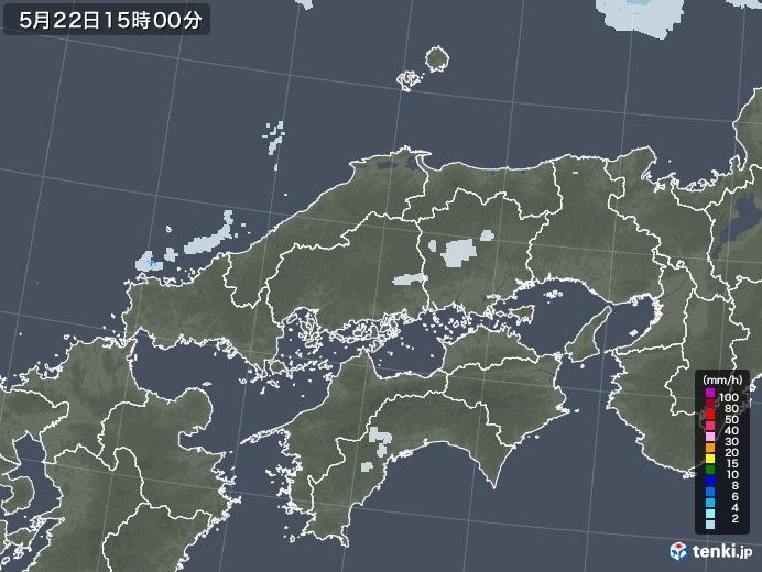 中国地方の雨雲レーダー(2022年05月22日)