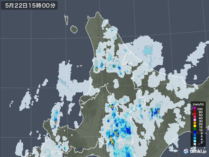 道北の雨雲レーダー(2022年05月22日)