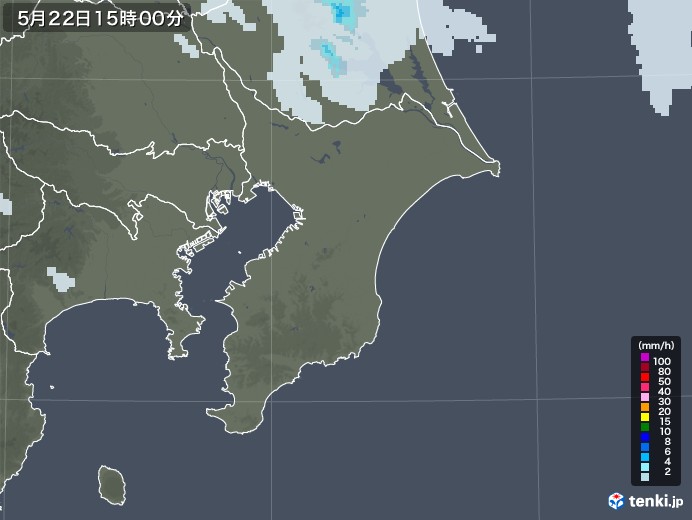 千葉県の雨雲レーダー(2022年05月22日)