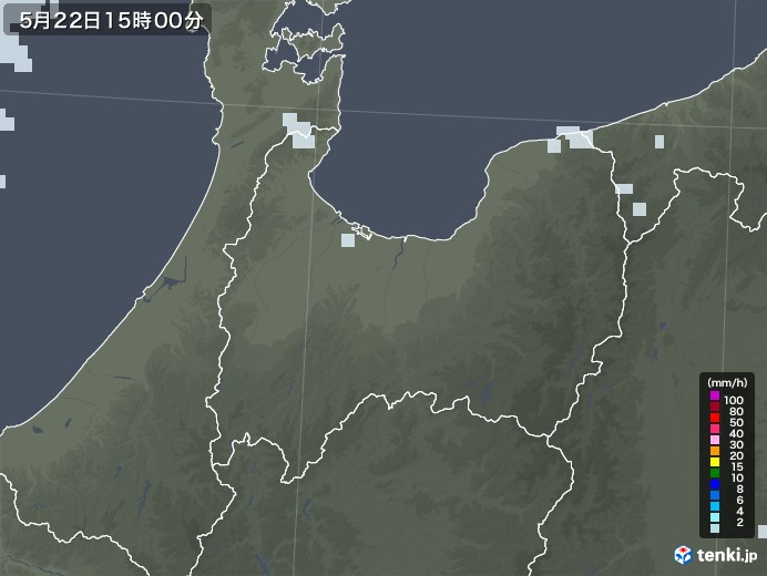 富山県の雨雲レーダー(2022年05月22日)