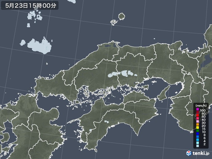 中国地方の雨雲レーダー(2022年05月23日)
