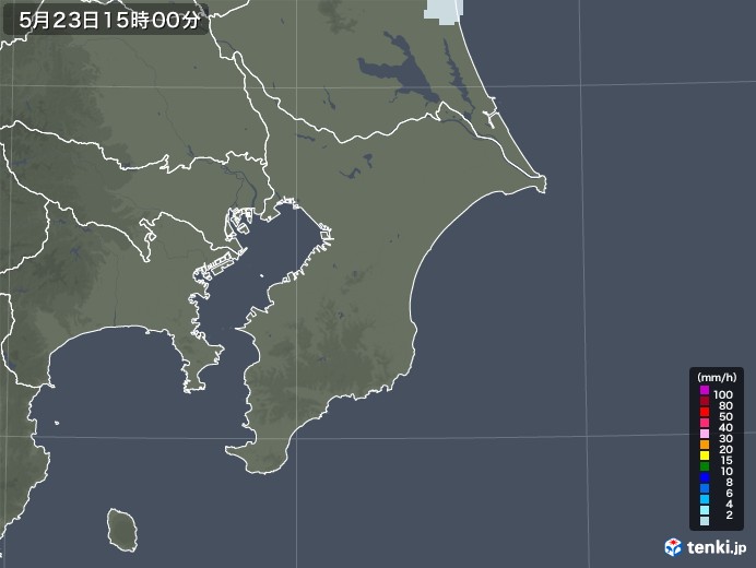 千葉県の雨雲レーダー(2022年05月23日)