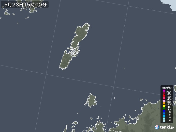 壱岐・対馬(長崎県)の雨雲レーダー(2022年05月23日)