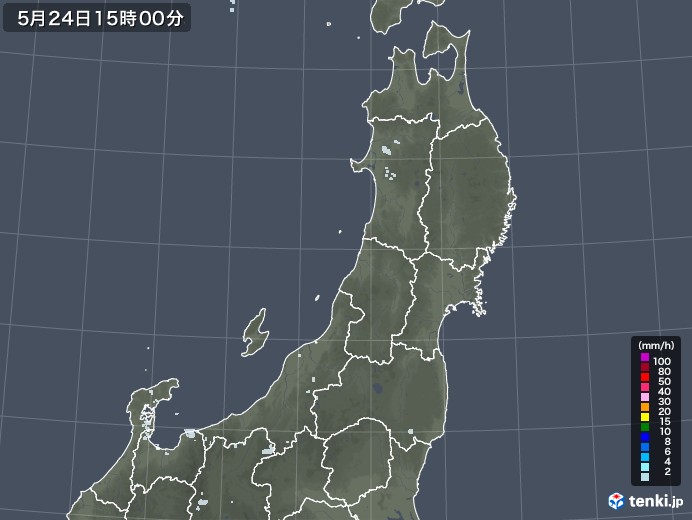 東北地方の雨雲レーダー(2022年05月24日)