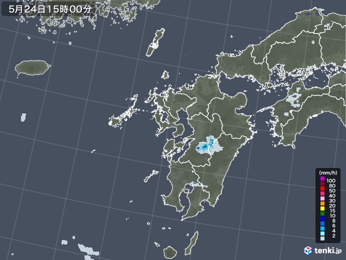 九州地方の雨雲レーダー(2022年05月24日)