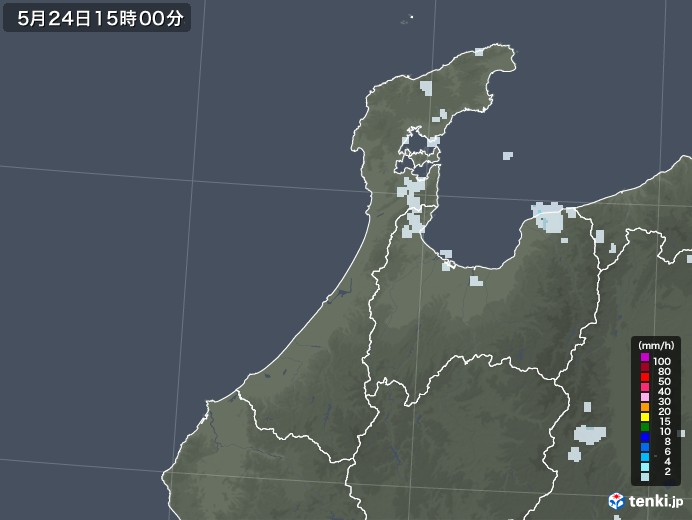 石川県の雨雲レーダー(2022年05月24日)