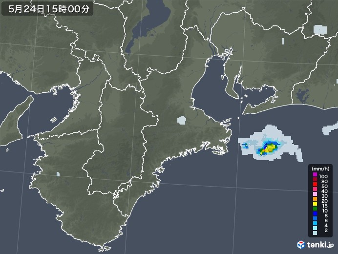 三重県の雨雲レーダー(2022年05月24日)