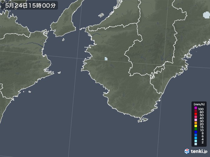 和歌山県の雨雲レーダー(2022年05月24日)