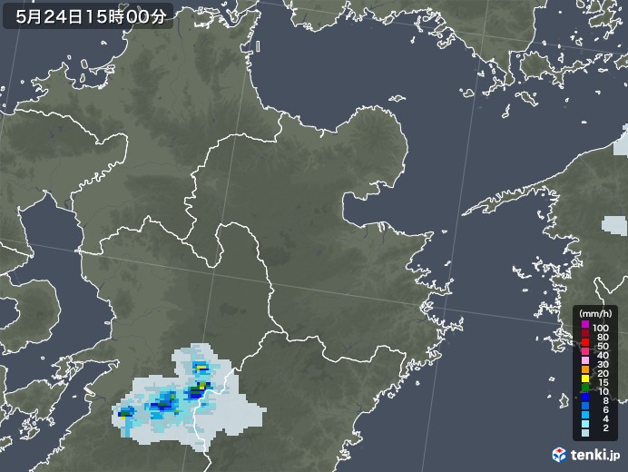大分県の雨雲レーダー(2022年05月24日)
