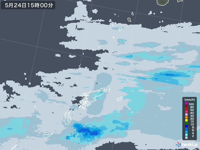 奄美諸島(鹿児島県)の雨雲レーダー(2022年05月24日)