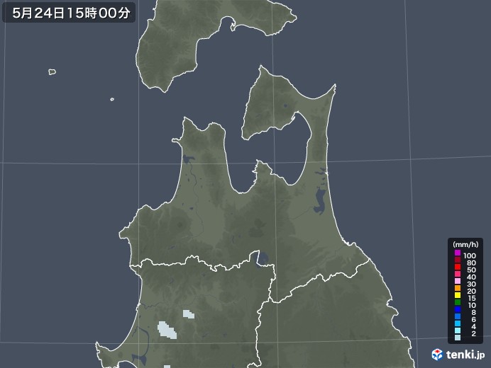 青森県の雨雲レーダー(2022年05月24日)