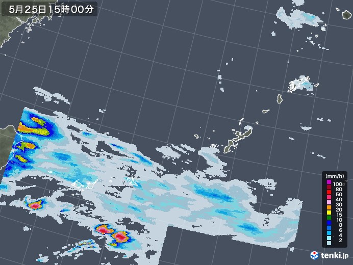 沖縄地方の雨雲レーダー(2022年05月25日)