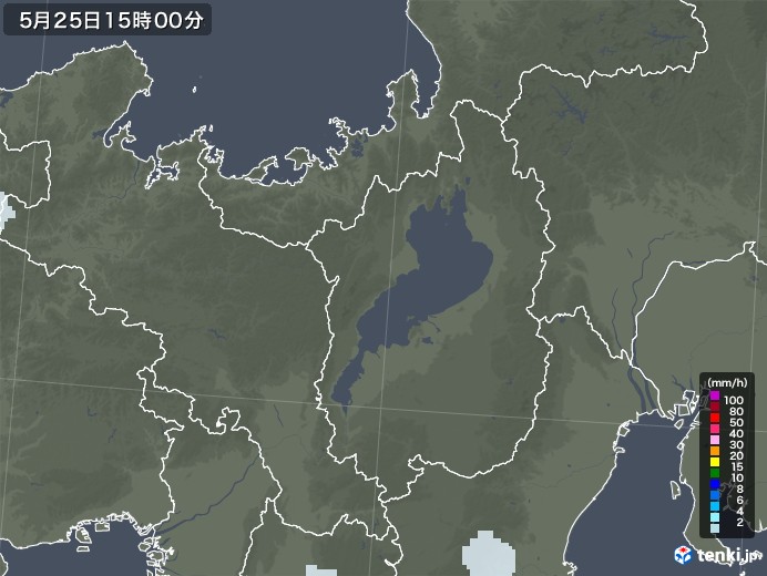 滋賀県の雨雲レーダー(2022年05月25日)