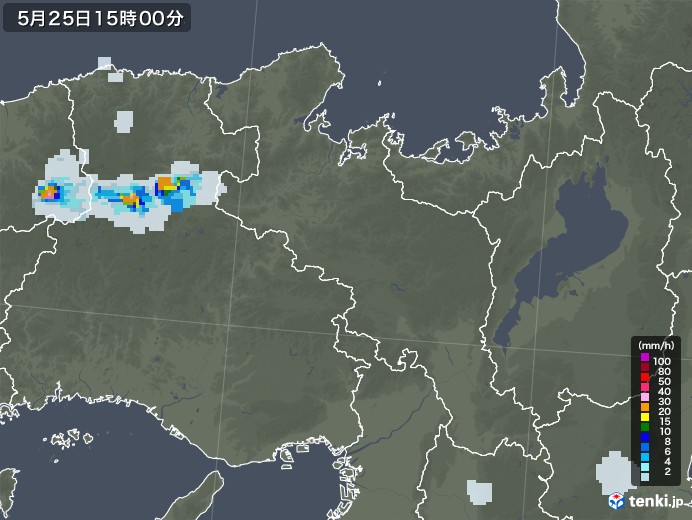 京都府の雨雲レーダー(2022年05月25日)