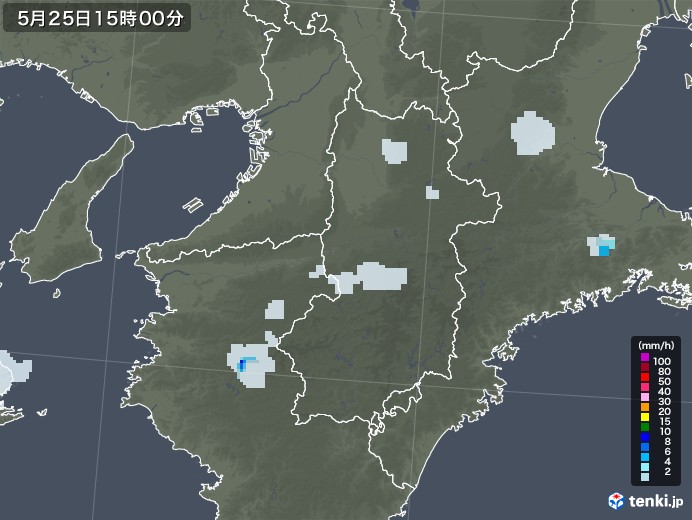 奈良県の雨雲レーダー(2022年05月25日)