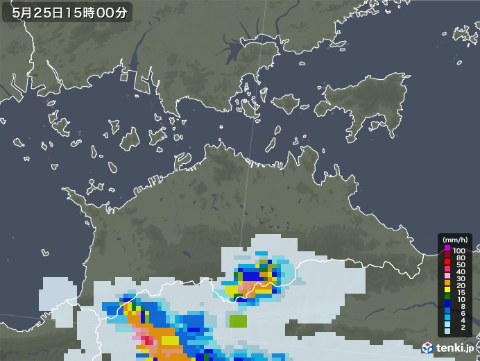 香川県の雨雲レーダー(2022年05月25日)