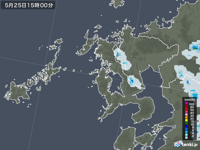 長崎県の雨雲レーダー(2022年05月25日)