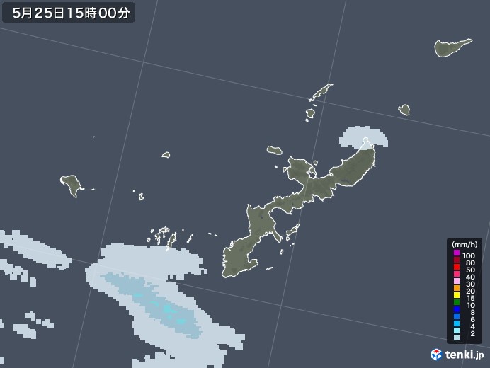 沖縄県の雨雲レーダー(2022年05月25日)