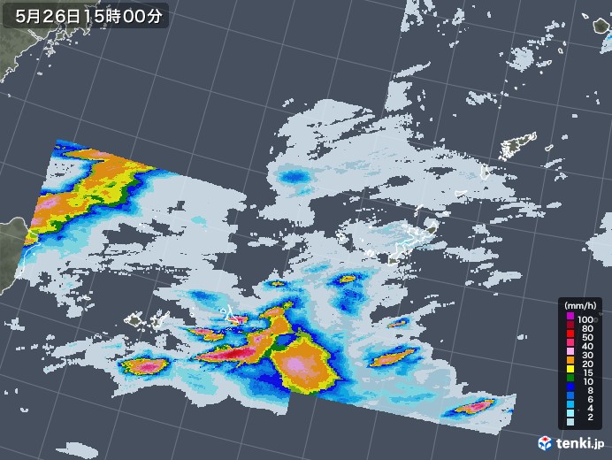 沖縄地方の雨雲レーダー(2022年05月26日)