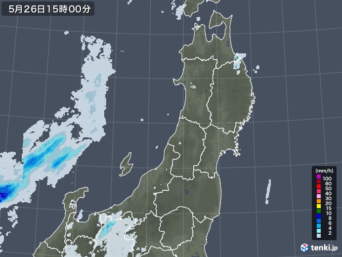 東北地方の雨雲レーダー(2022年05月26日)