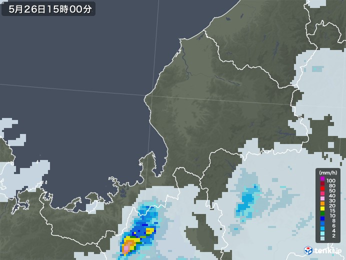 福井県の雨雲レーダー(2022年05月26日)