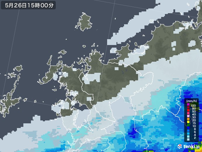 佐賀県の雨雲レーダー(2022年05月26日)