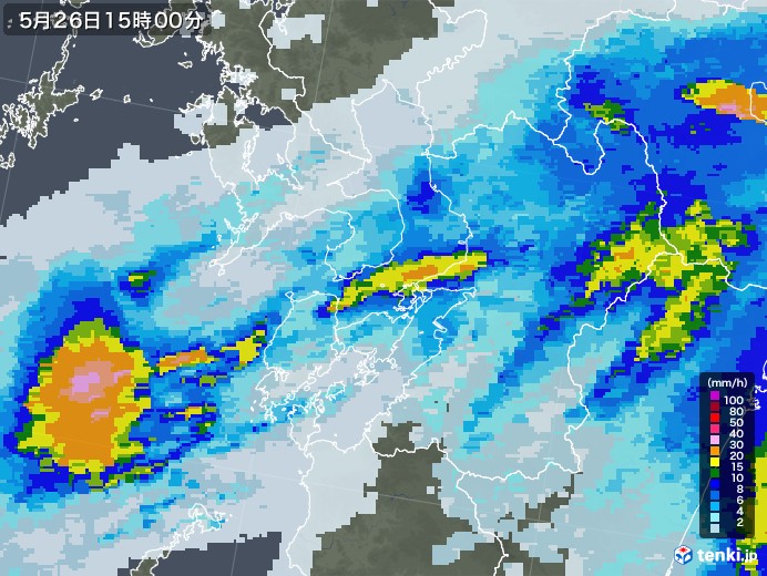 熊本県の雨雲レーダー(2022年05月26日)