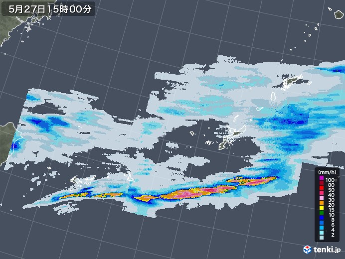 沖縄地方の雨雲レーダー(2022年05月27日)