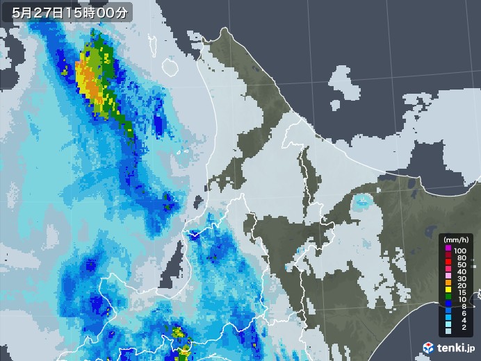 道北の雨雲レーダー(2022年05月27日)