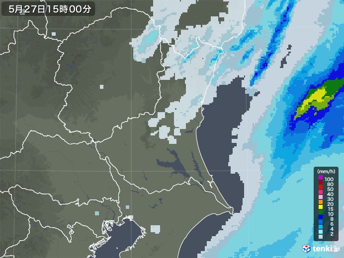 茨城県の雨雲レーダー(2022年05月27日)