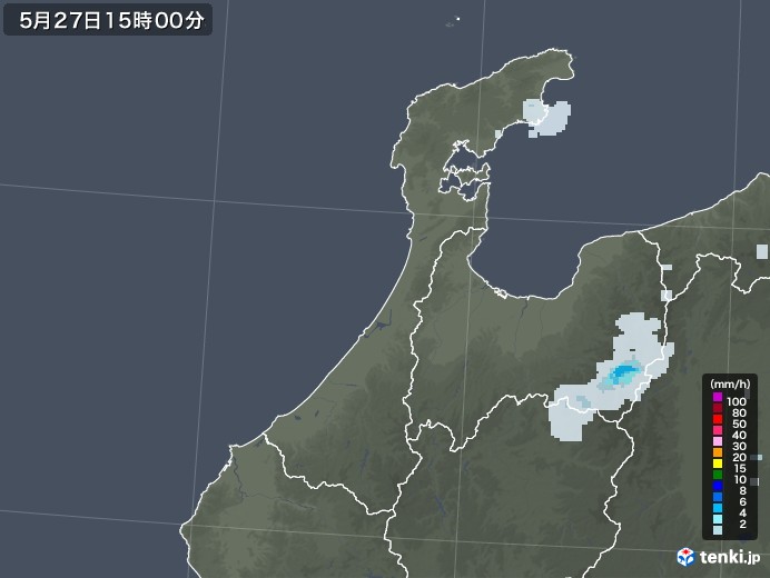 石川県の雨雲レーダー(2022年05月27日)